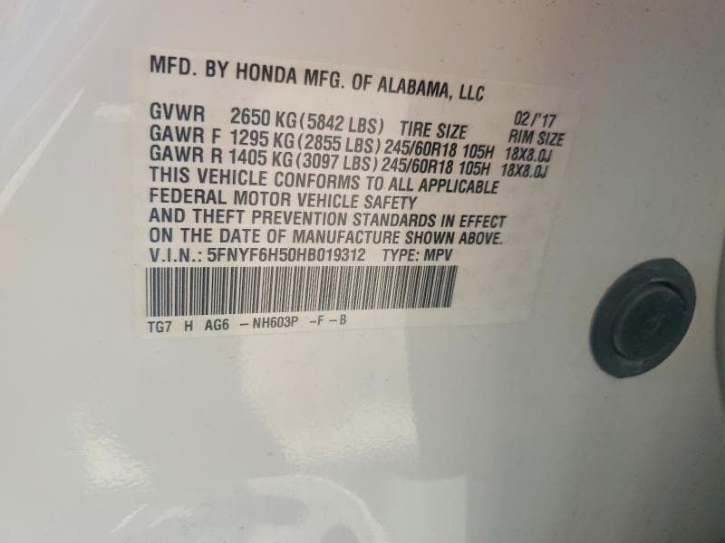 2017 HONDA PILOT EXL EXL 13