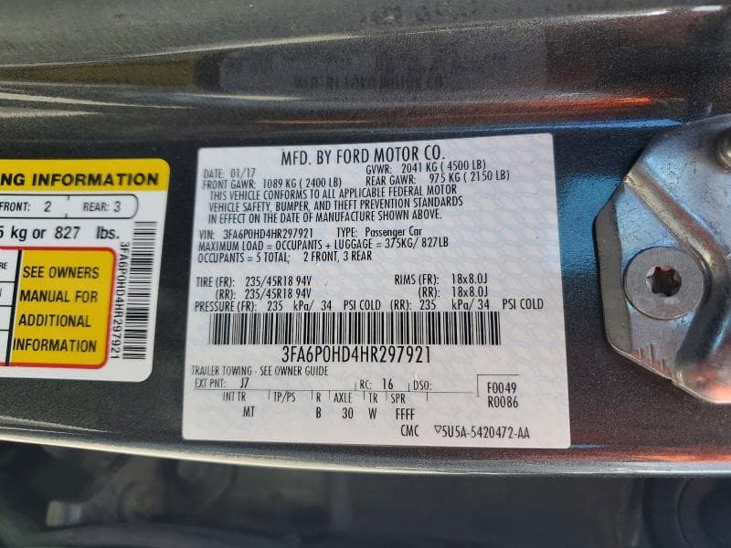 2017 FORD FUSION SE 12