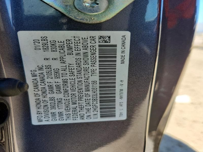 2020 HONDA CIVIC EX EX 13