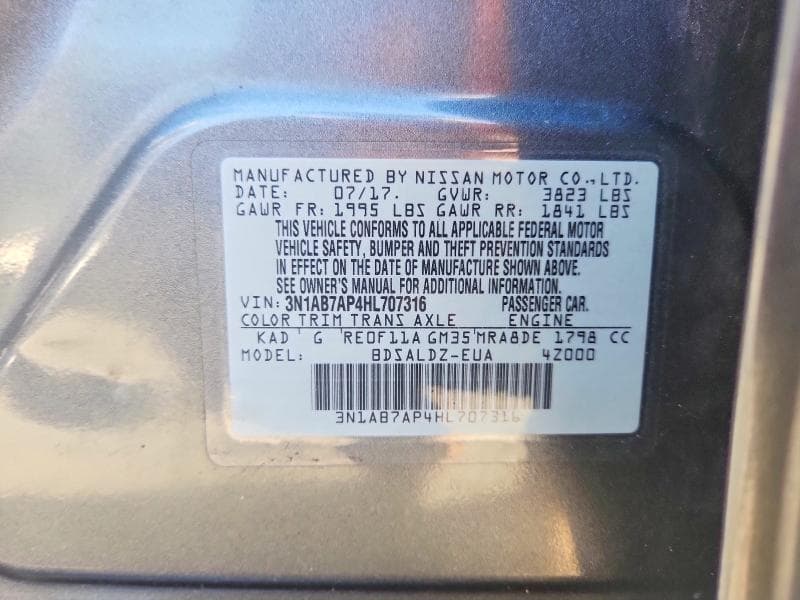 2017 NISSAN SENTRA SV SV 12