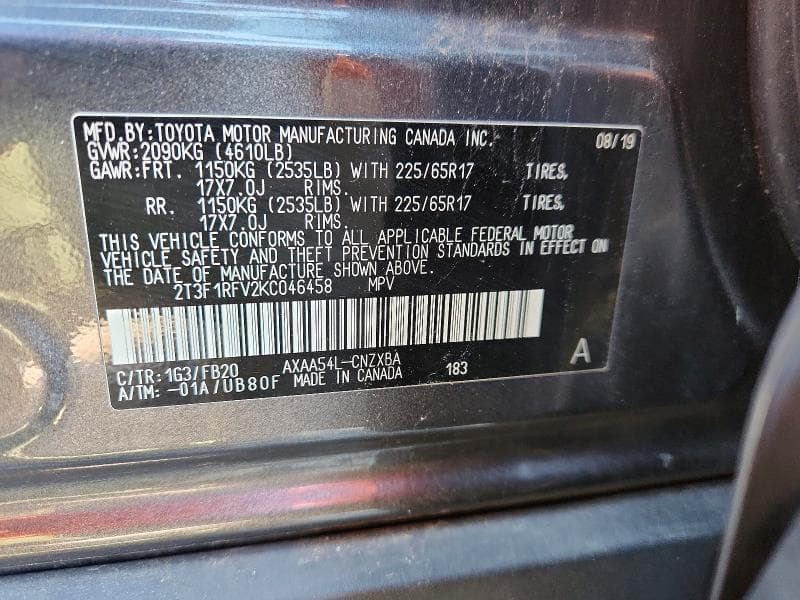 2019 TOYOTA RAV4 LE 13