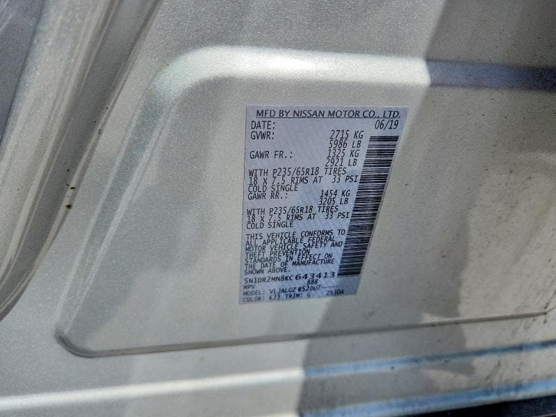 2019 NISSAN PATHFINDER SL SL 12