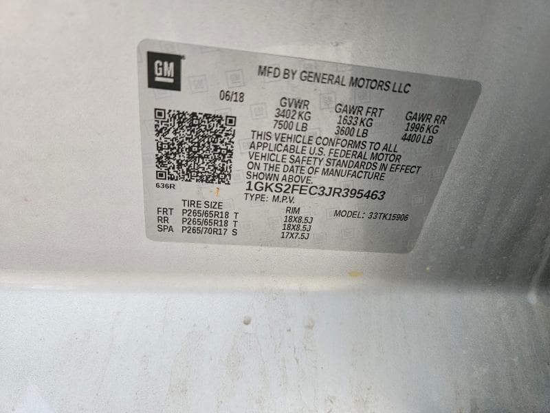 2018 GMC YUKON XL K1500 SLE 12