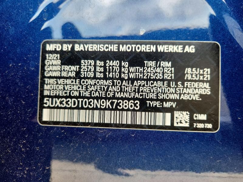 2022 BMW X4 XDRIVE30I XDRIVE30I 12