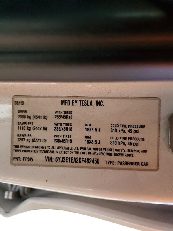 2019 TESLA MODEL 3 12