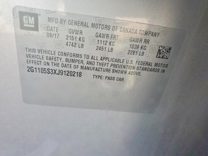 2018 CHEVROLET IMPALA LT LT 12