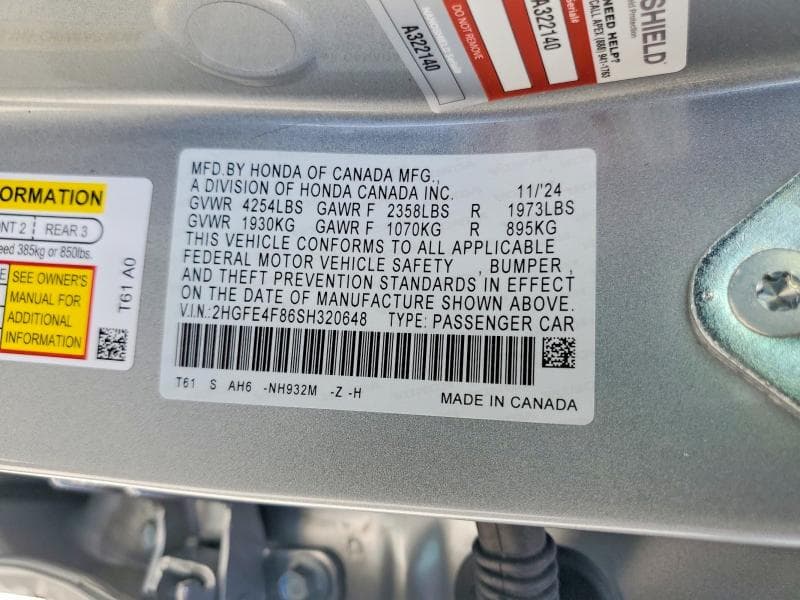 2025 HONDA CIVIC SPORT SPORT 12
