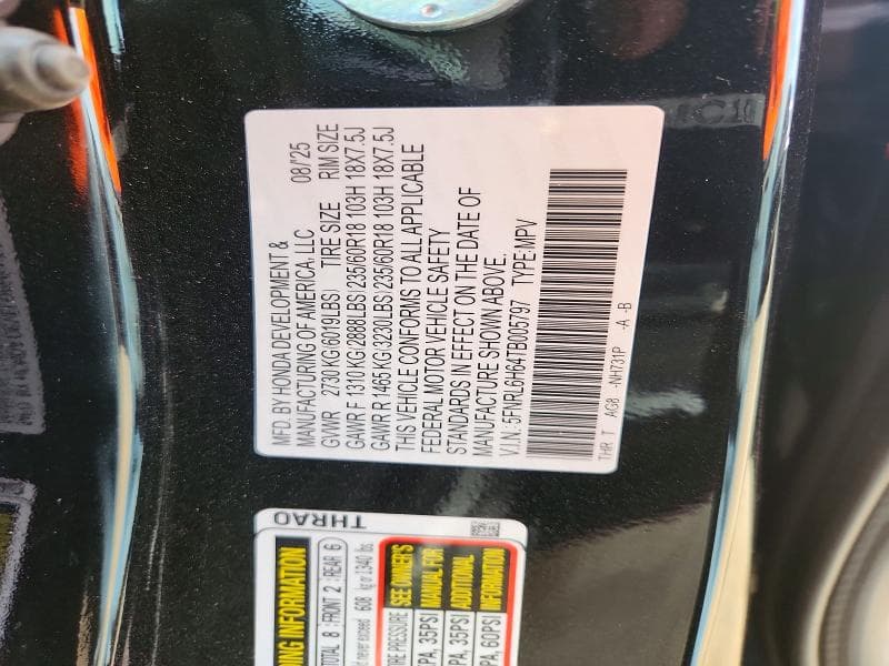 2026 HONDA ODYSSEY EXL EXL 12
