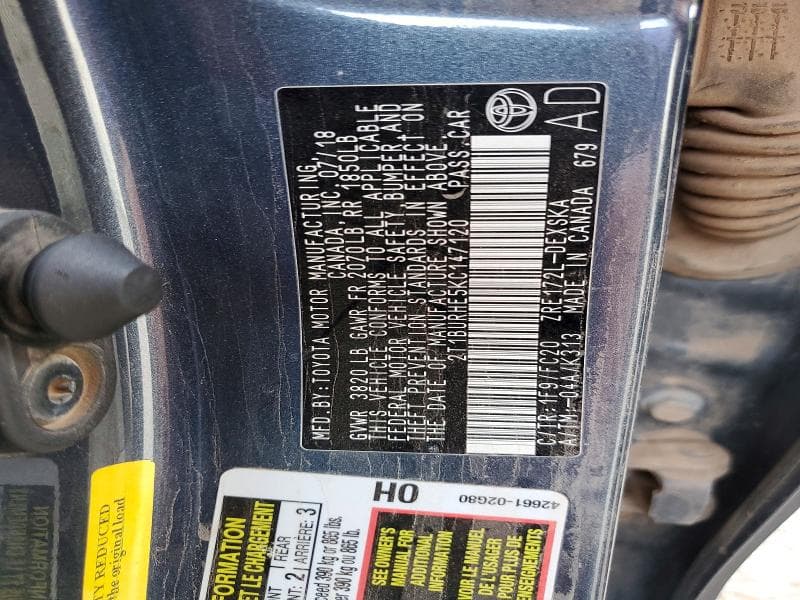 2019 TOYOTA COROLLA SE 12