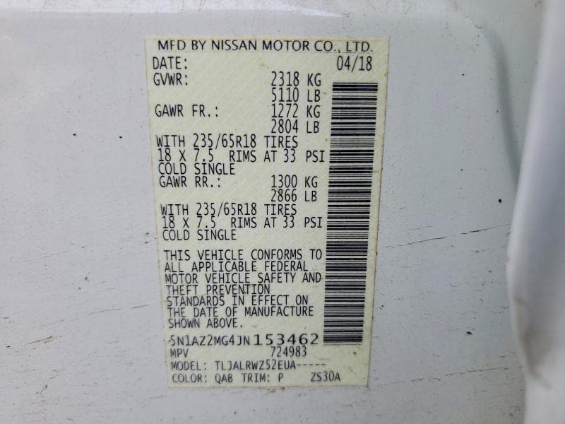 2018 NISSAN MURANO SL SL 12