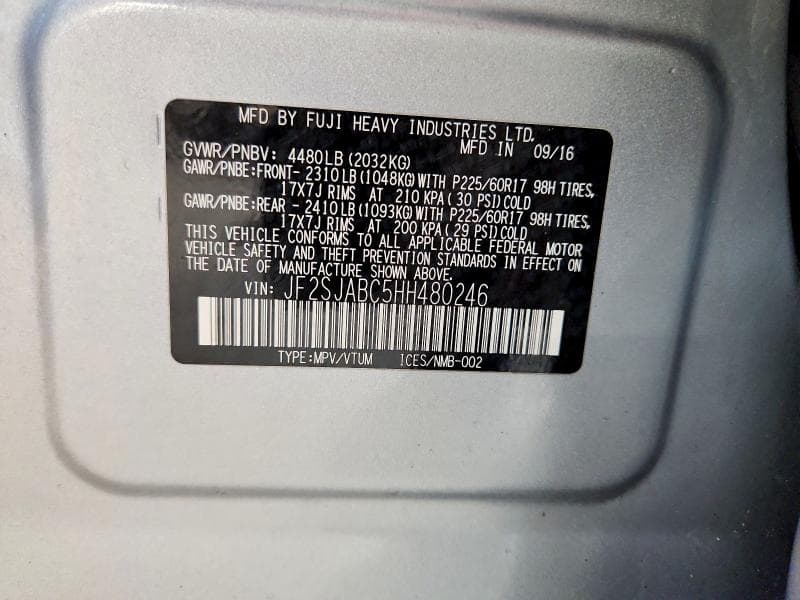 2017 SUBARU FORESTER 2.5I 13