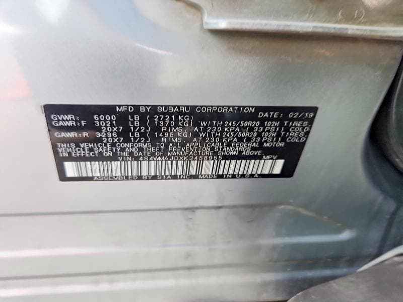 2019 SUBARU ASCENT LIMITED 13