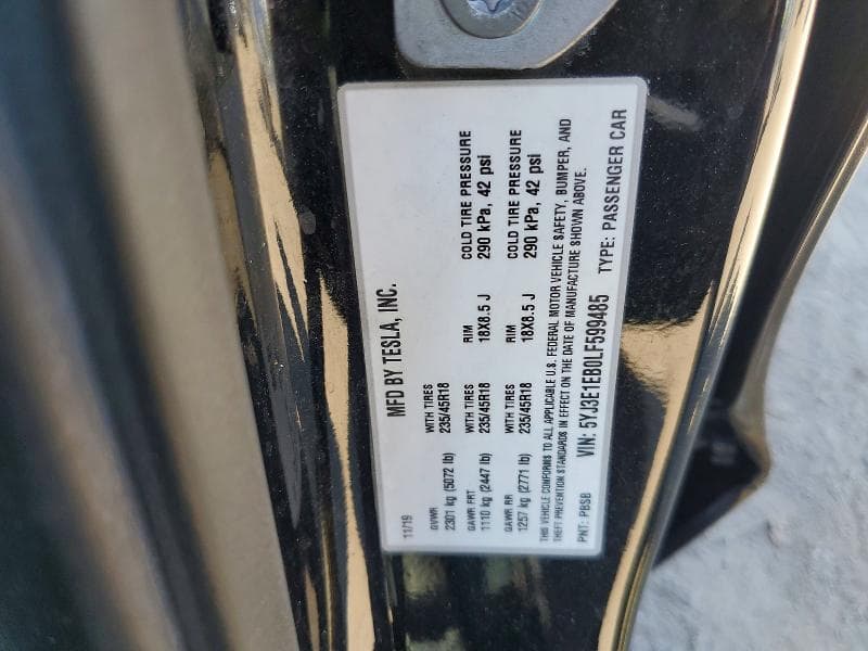 2020 TESLA MODEL 3 12