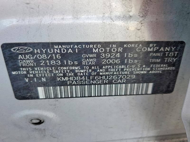 2017 HYUNDAI ELANTRA LIMITED 12