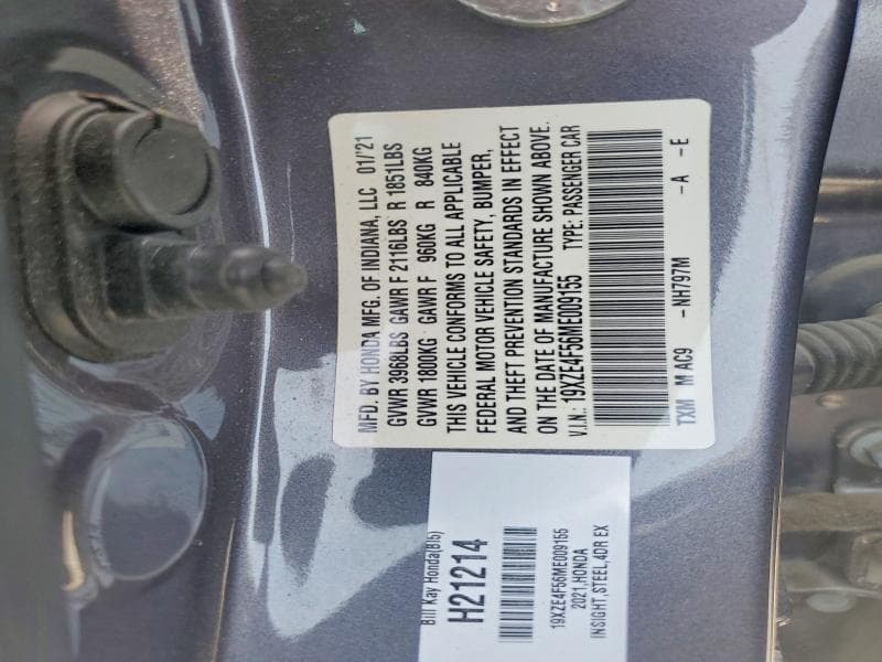 2021 HONDA INSIGHT EX 12
