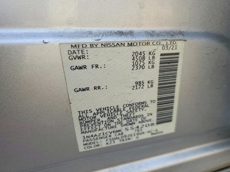 2021 NISSAN LEAF SV SV 12