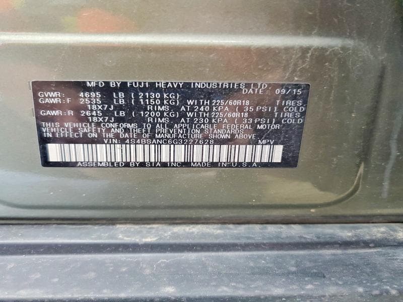 2016 SUBARU OUTBACK 2.5I LIMITED 12