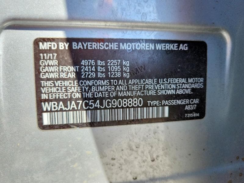 2018 BMW 530 XI XI 12