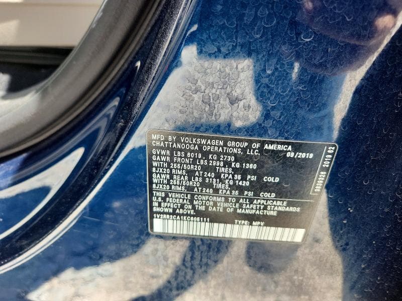2019 VOLKSWAGEN ATLAS SEL SEL 13