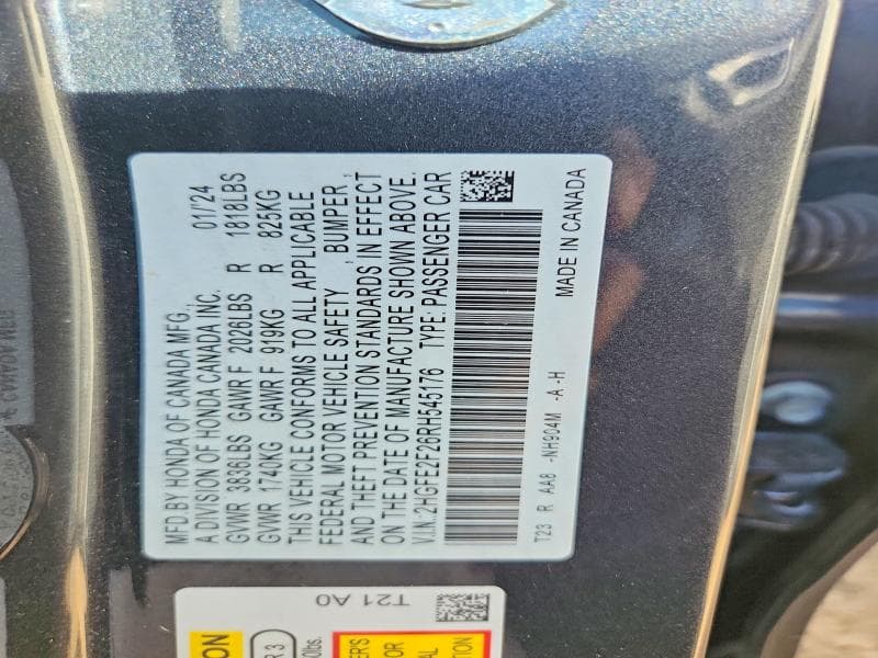 2024 HONDA CIVIC LX 12