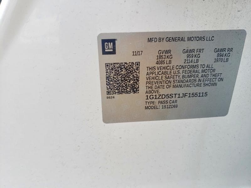 2018 CHEVROLET MALIBU LT LT 12