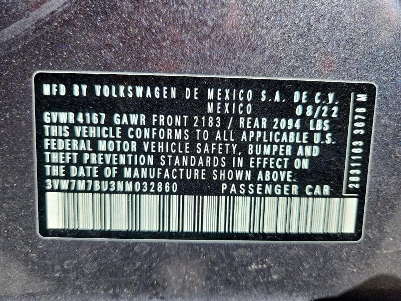2022 VOLKSWAGEN JETTA SE 12