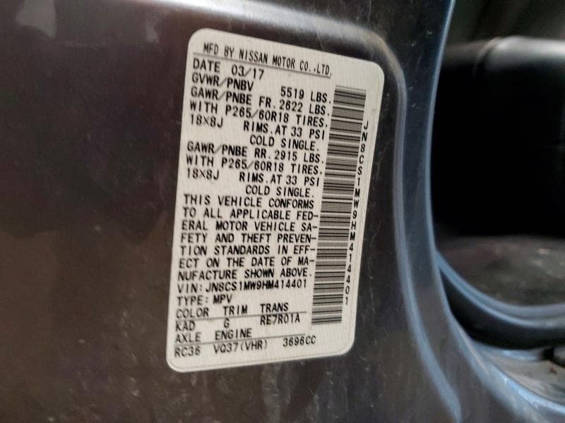 2017 INFINITI QX70 BASE BASE 14