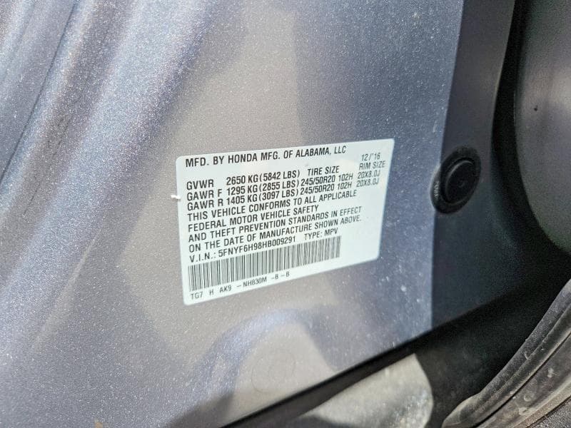 2017 HONDA PILOT TOURING 13