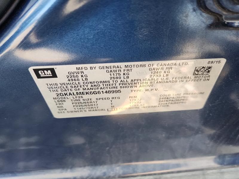 2016 GMC TERRAIN SLE 12