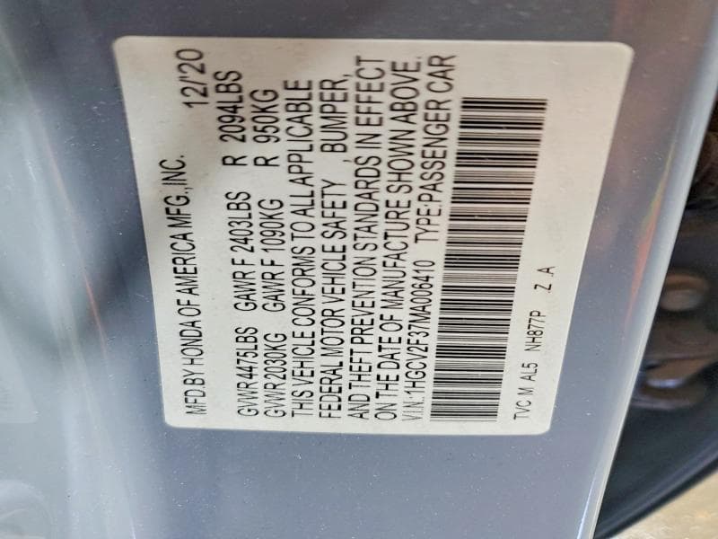 2021 HONDA ACCORD SPORT SPORT 13