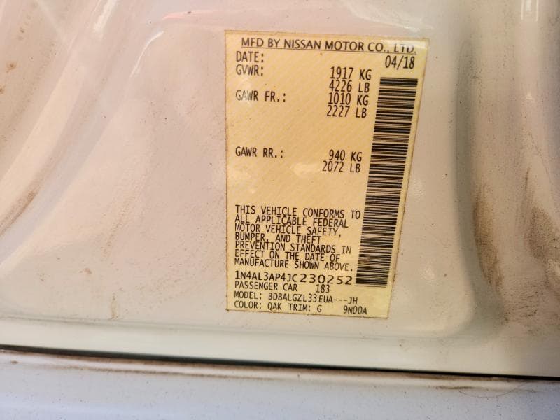 2018 NISSAN ALTIMA 2.5 S 12