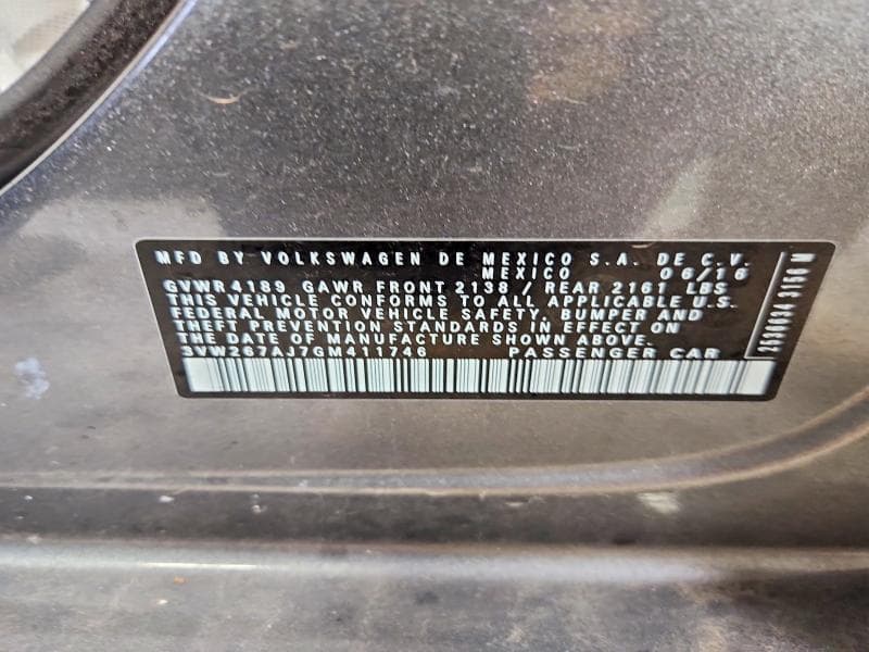 2016 VOLKSWAGEN JETTA S S 12