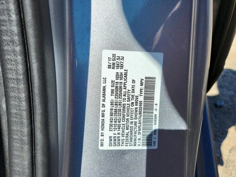 2018 HONDA ODYSSEY EXL 13