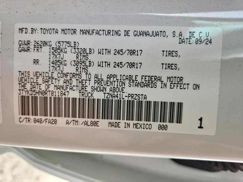 2024 TOYOTA TACOMA SR SR 12