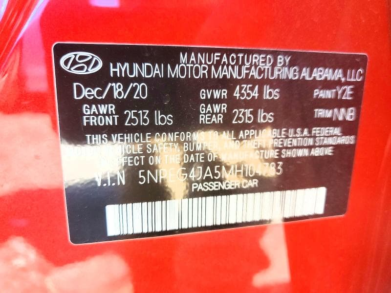 2021 HYUNDAI SONATA SE 12