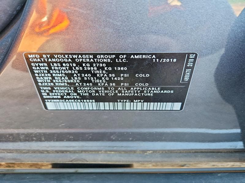2019 VOLKSWAGEN ATLAS SEL PREMIUM 13