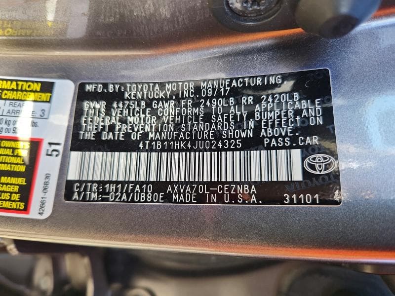 2018 TOYOTA CAMRY LE LE 13