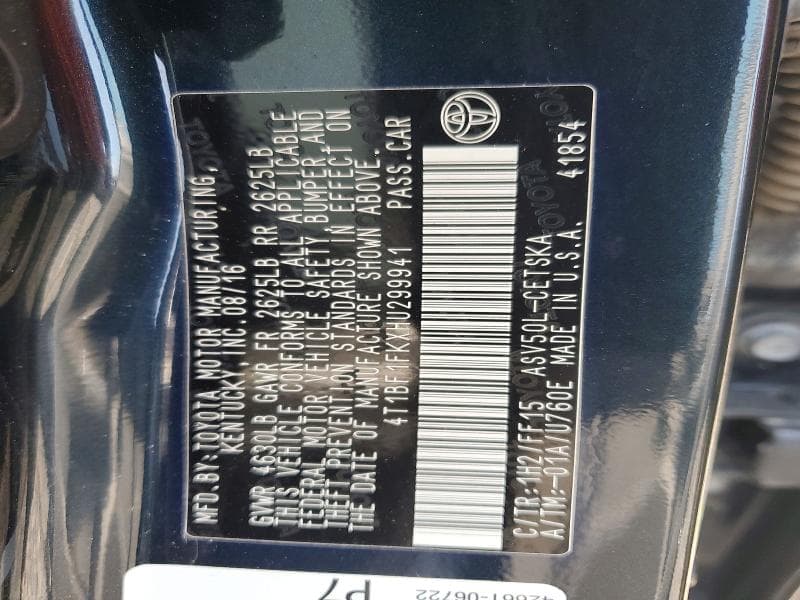 2017 TOYOTA CAMRY SE SE 12