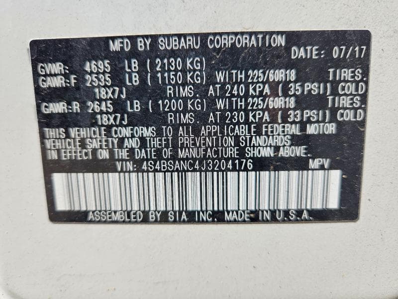 2018 SUBARU OUTBACK 2.5I LIMITED 2.5I LIMITED 13