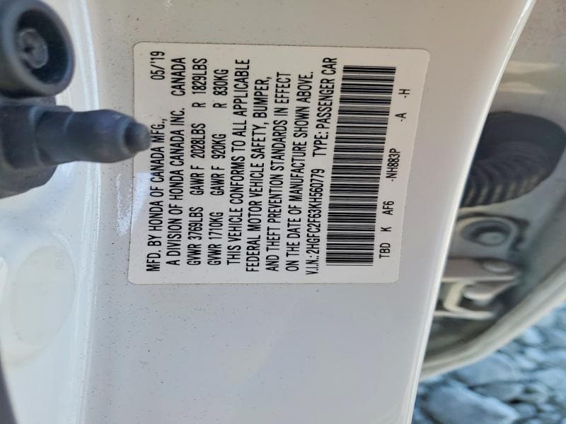 2019 HONDA CIVIC LX LX 12