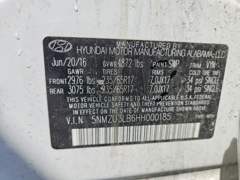 2017 HYUNDAI SANTA FE SPORT 2.4L 2.4L 13