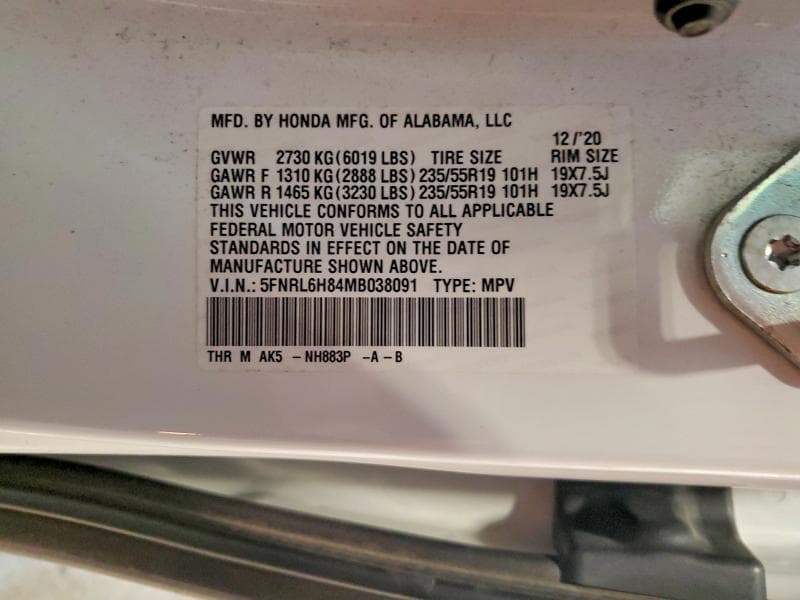 2021 HONDA ODYSSEY TOURING TOURING 13