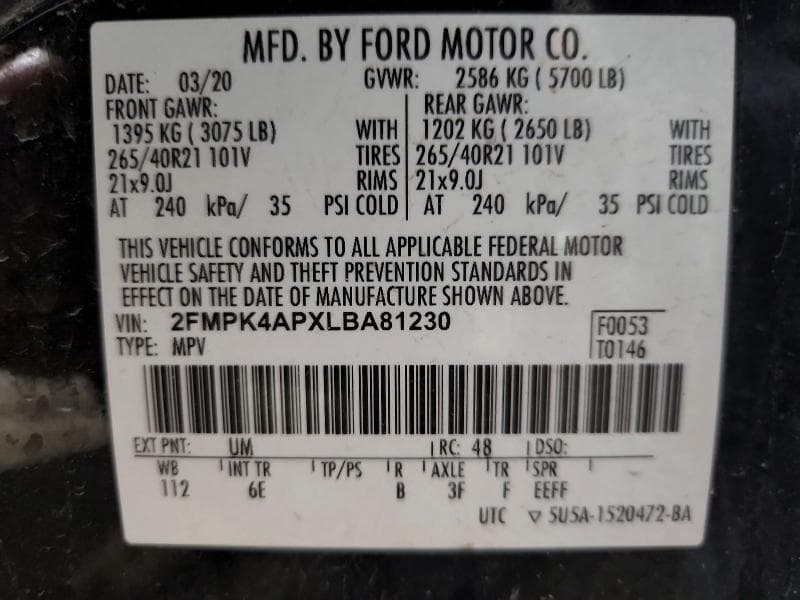 2020 FORD EDGE ST 12