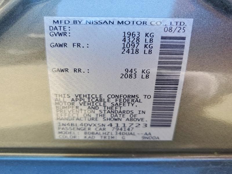 2025 NISSAN ALTIMA SV 12