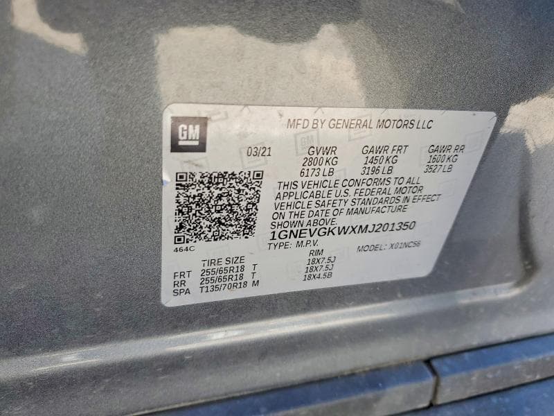 2021 CHEVROLET TRAVERSE LT 14
