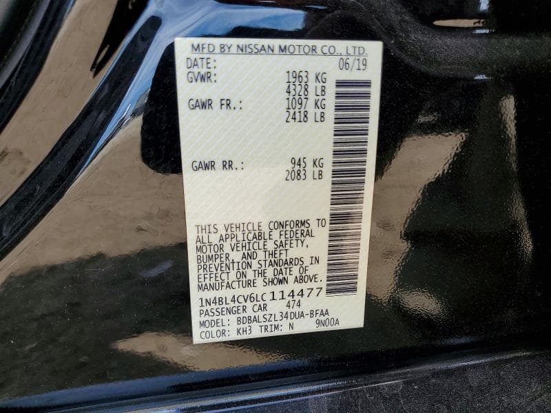 2020 NISSAN ALTIMA SR 12