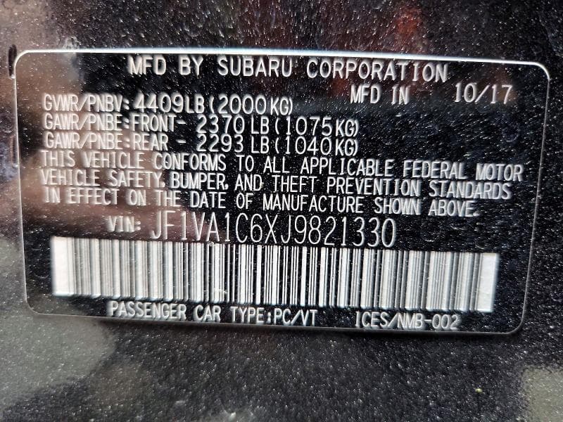 2018 SUBARU WRX PREMIUM 12