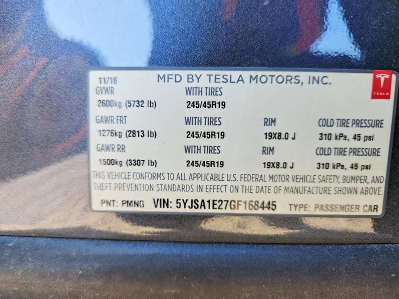 2016 TESLA MODEL S 12