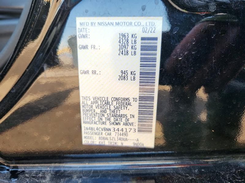 2022 NISSAN ALTIMA SR 12