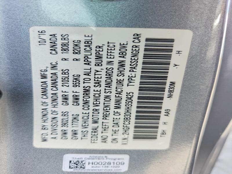 2017 HONDA CIVIC EX EX 13